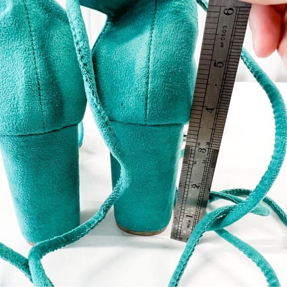 FSJ Women Suede Open Toe Chunky Heels Strappy Sandals Vacation Shoes Party Shoes - Picture 4 of 7